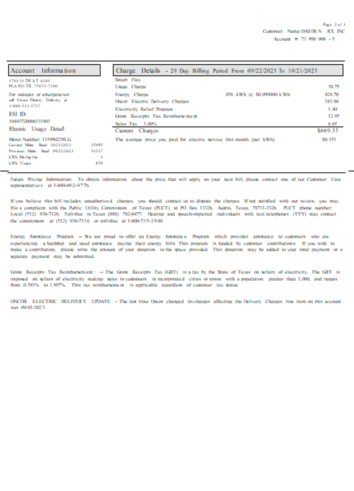 Texas Cirro Energy utility business bill, page 2 , SCR PSD template